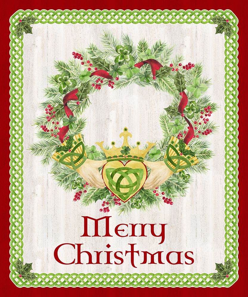 Irish Christmas portrait I-Claddagh Wreath art print by Tara Reed for $57.95 CAD