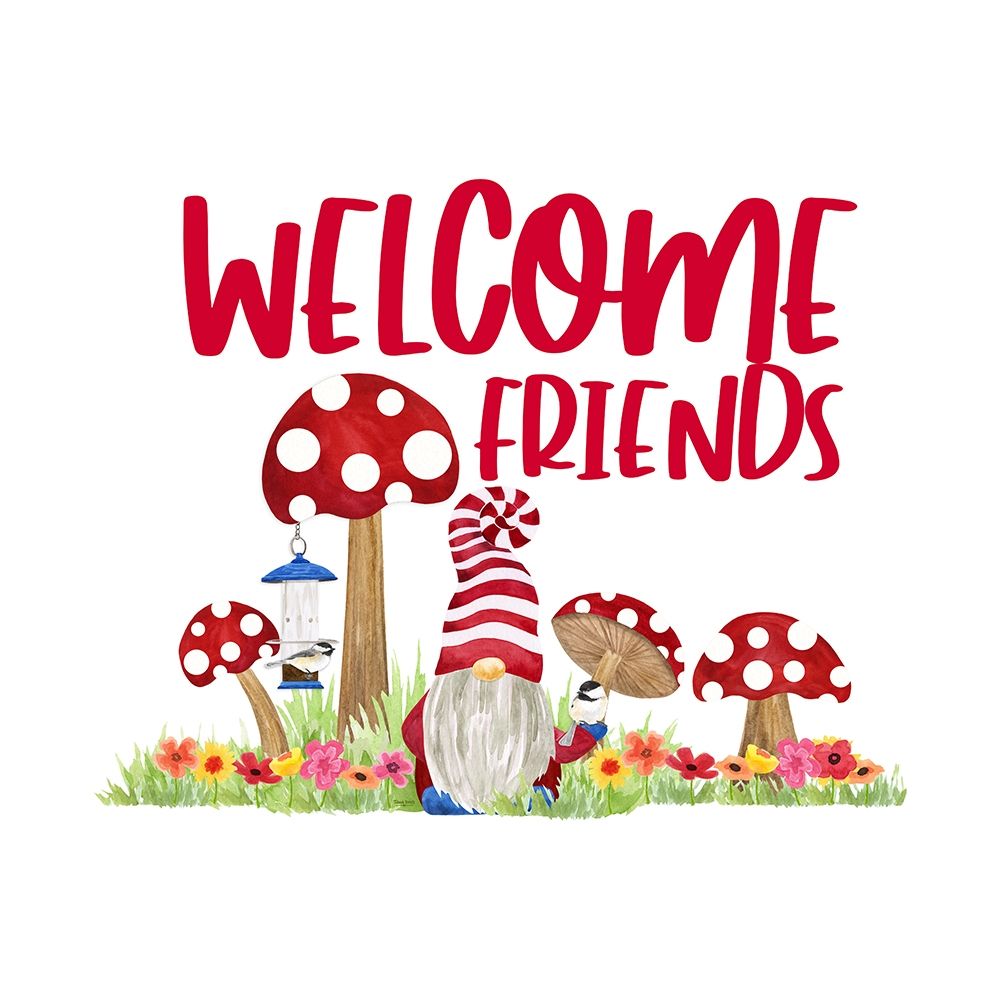 Gardening Gnomes Sentiment IV-Welcome Friends art print by Tara Reed for $57.95 CAD
