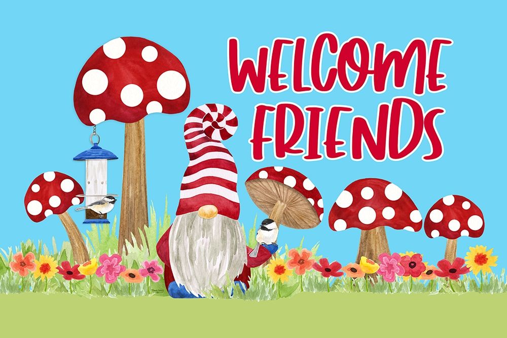 Gardening Gnomes landscape III-Welcome Friends art print by Tara Reed for $57.95 CAD