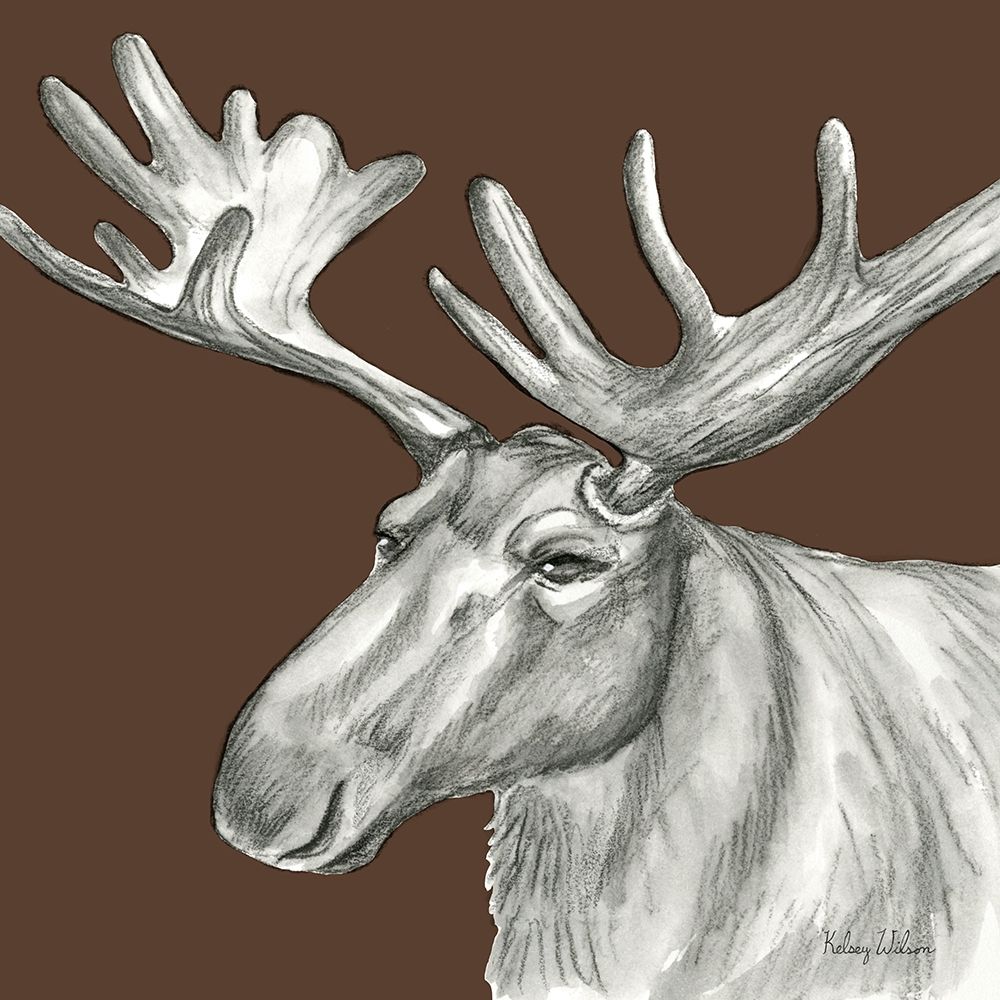 Watercolor Pencil Forest color I-Moose art print by Kelsey Wilson for $57.95 CAD