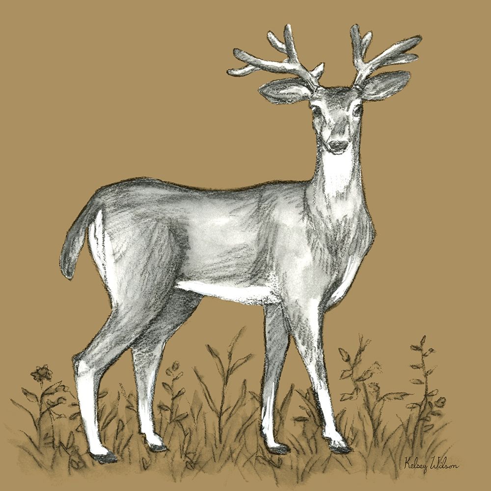 Watercolor Pencil Forest color XI-Deer 2 art print by Kelsey Wilson for $57.95 CAD