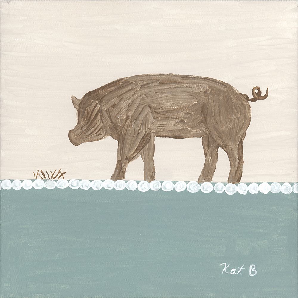 Out  to Pasture III-Brown Pig art print by Kathleen Bryan for $57.95 CAD