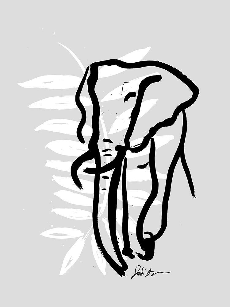 Inked Safari Leaves II-Elephant art print by Jodi Augustine for $57.95 CAD