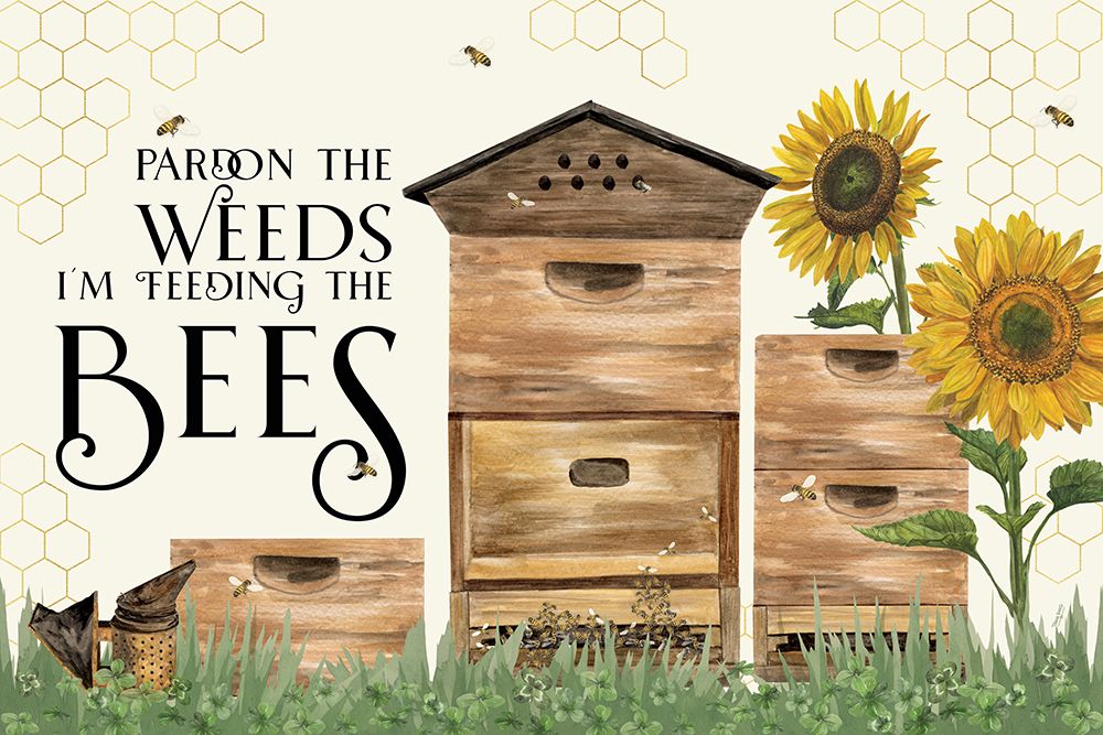 Honey Bees And Flowers Please landscape I-Pardon the Weeds art print by Tara Reed for $57.95 CAD
