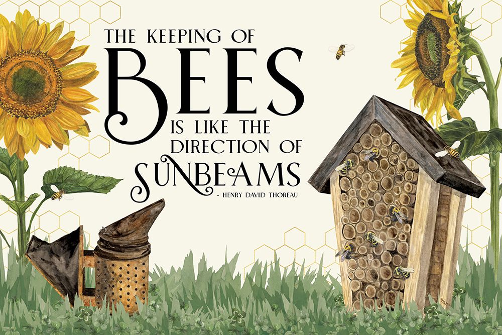 Honey Bees And Flowers Please landscape IV-Sunbeams art print by Tara Reed for $57.95 CAD