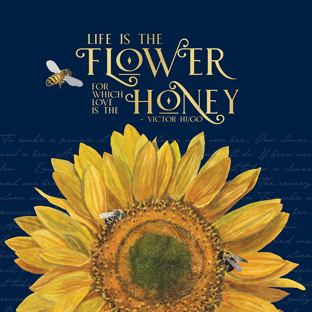 Honey Bees And Flowers Please on blue II-The Flower art print by Tara Reed for $57.95 CAD