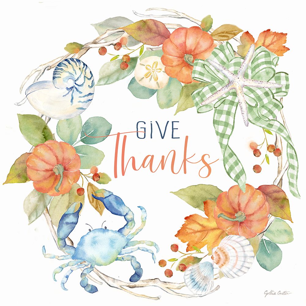 Harvest by the Sea sentiment IV-Thanks art print by Cynthia Coulter for $57.95 CAD