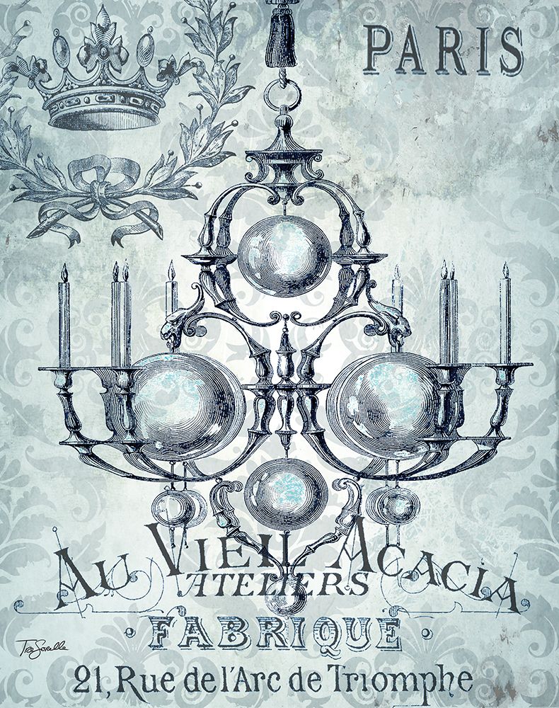 Vintage Chandelier II art print by Tre Sorelle Studios for $57.95 CAD