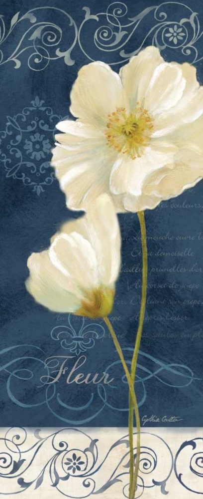 Paris Poppies Navy Blue Panel II art print by Cynthia Coulter for $57.95 CAD