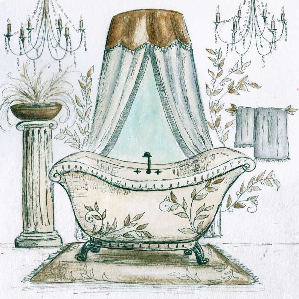French Bath Sketch I - tub art print by Tre Sorelle Studios for $57.95 CAD