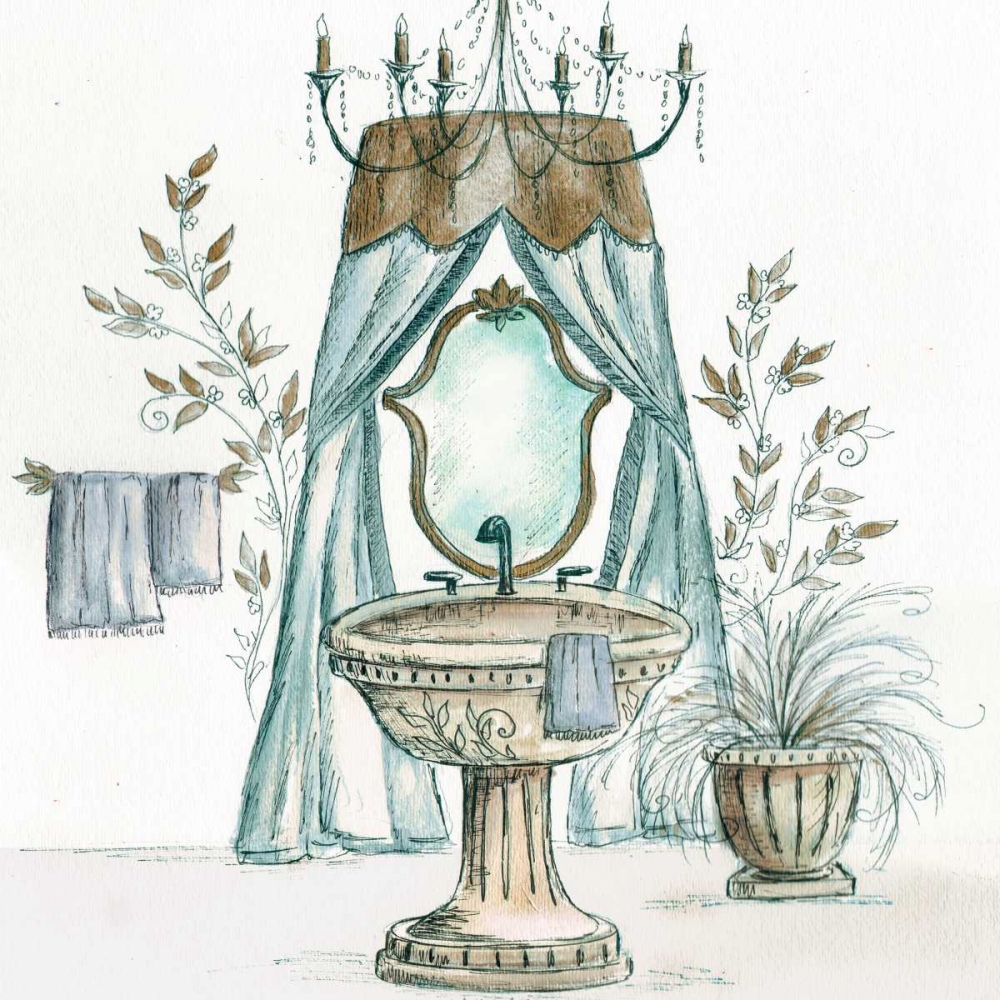 French Bath Sketch II - sink art print by Tre Sorelle Studios for $57.95 CAD