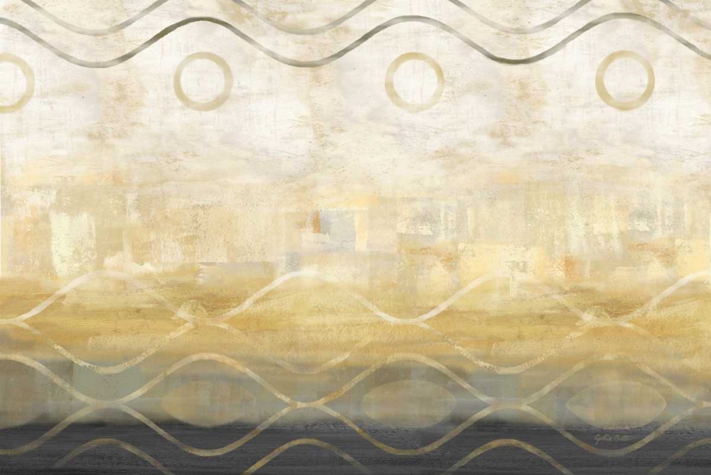 Abstract Waves Black-Gold Landscape art print by Cynthia Coulter for $57.95 CAD