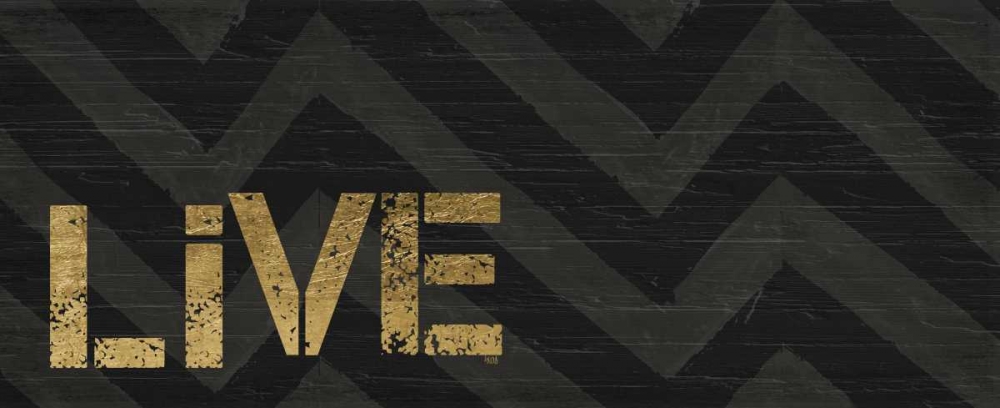 Chevron Sentiments Black and Gold Panel I art print by h.artworks for $57.95 CAD