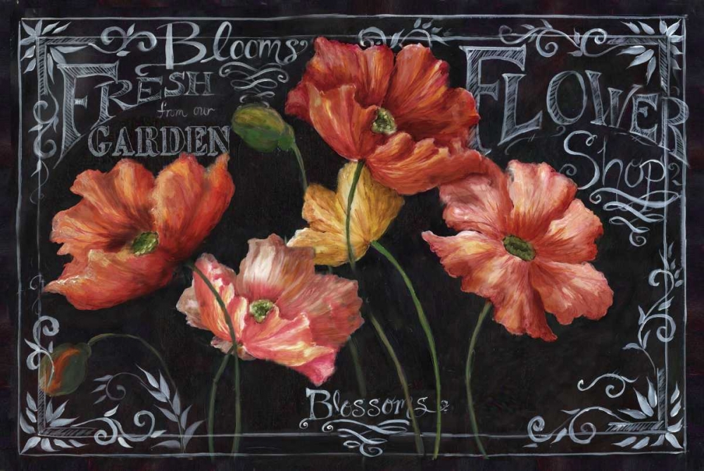 Flowers in Bloom Chalkboard Landscape art print by Tre Sorelle Studios for $57.95 CAD