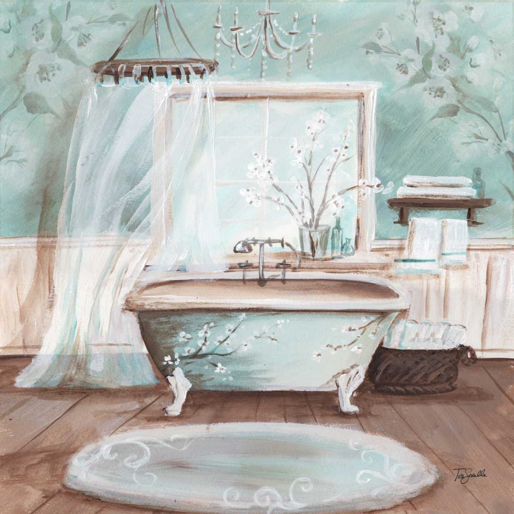 Aqua Blossom Bath II art print by Tre Sorelle Studios for $57.95 CAD