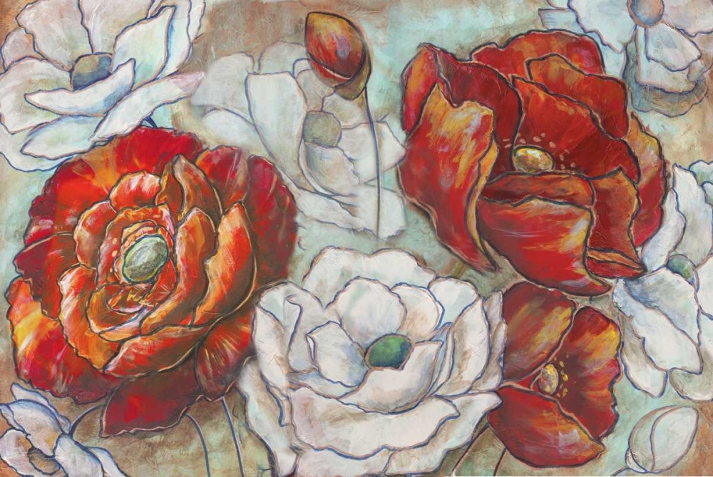 Red and White Poppies Landscape art print by Tre Sorelle Studios for $57.95 CAD