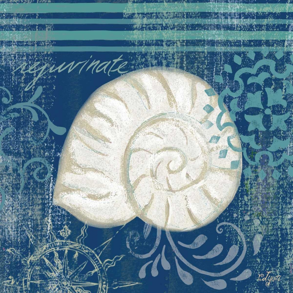 Navy Blue Spa Shells I art print by Rebecca Lyon for $57.95 CAD
