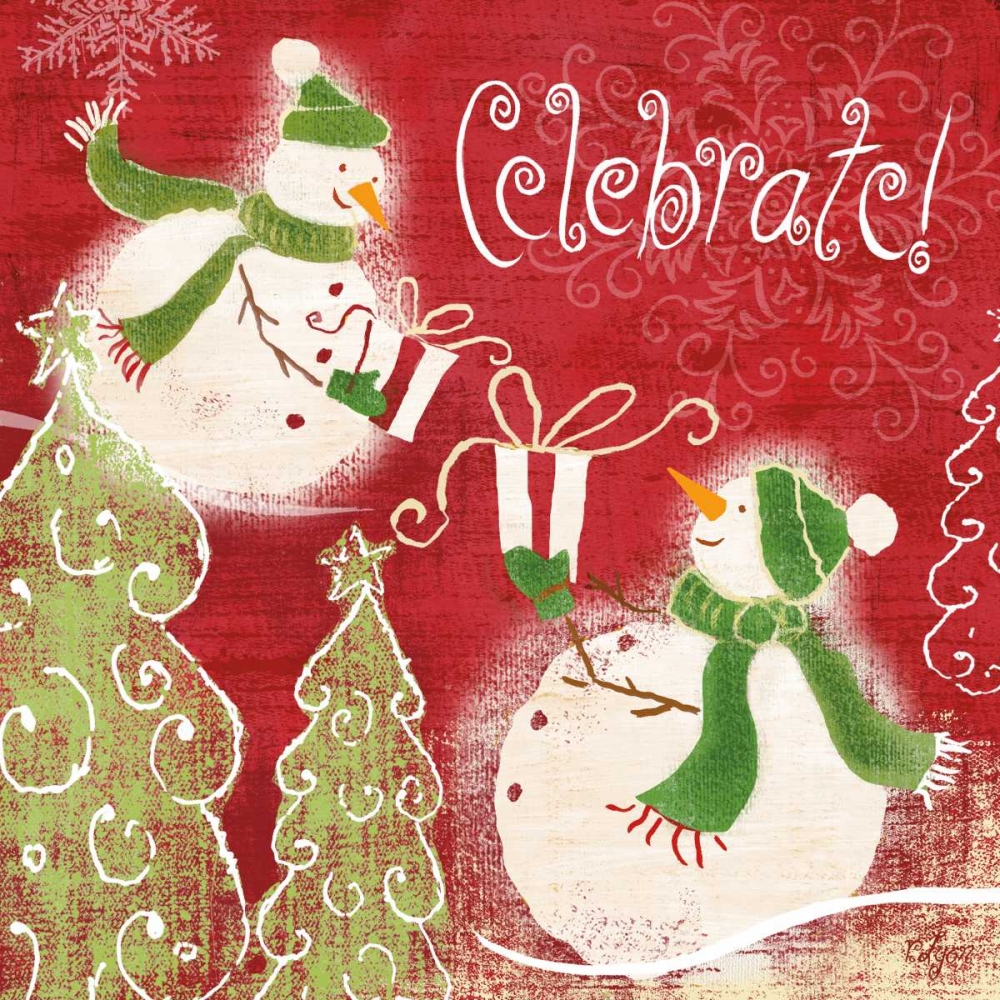 Bright Snowmen II art print by Rebecca Lyon for $57.95 CAD