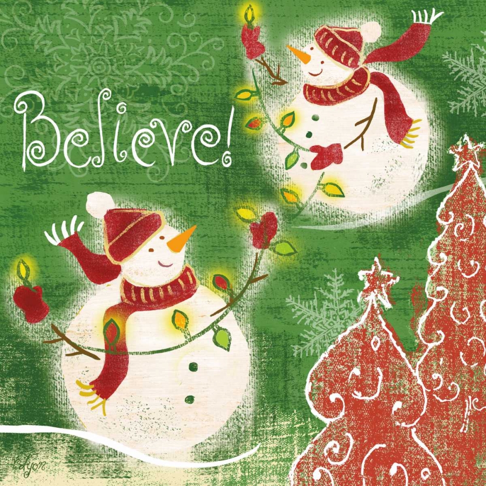 Bright Snowmen IV art print by Rebecca Lyon for $57.95 CAD