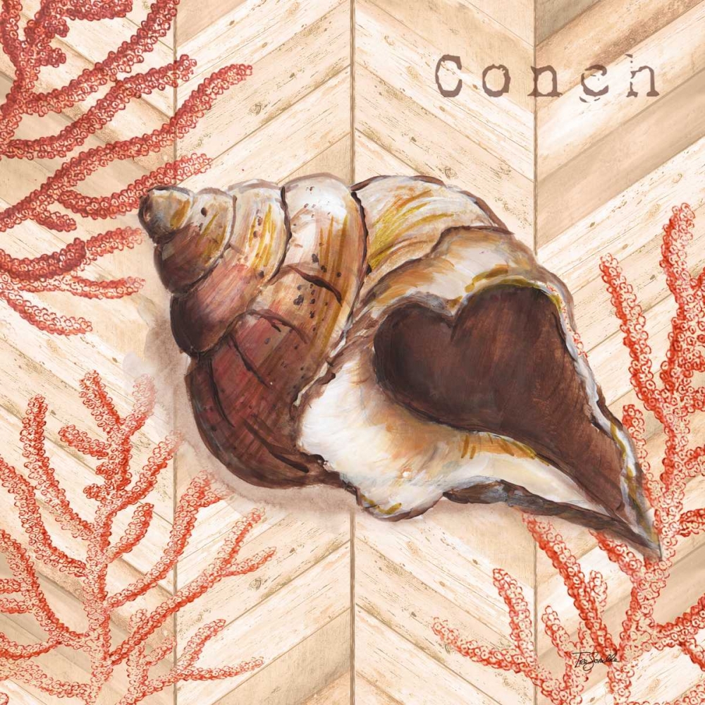 Chevron Shells Coral I art print by Tre Sorelle Studios for $57.95 CAD