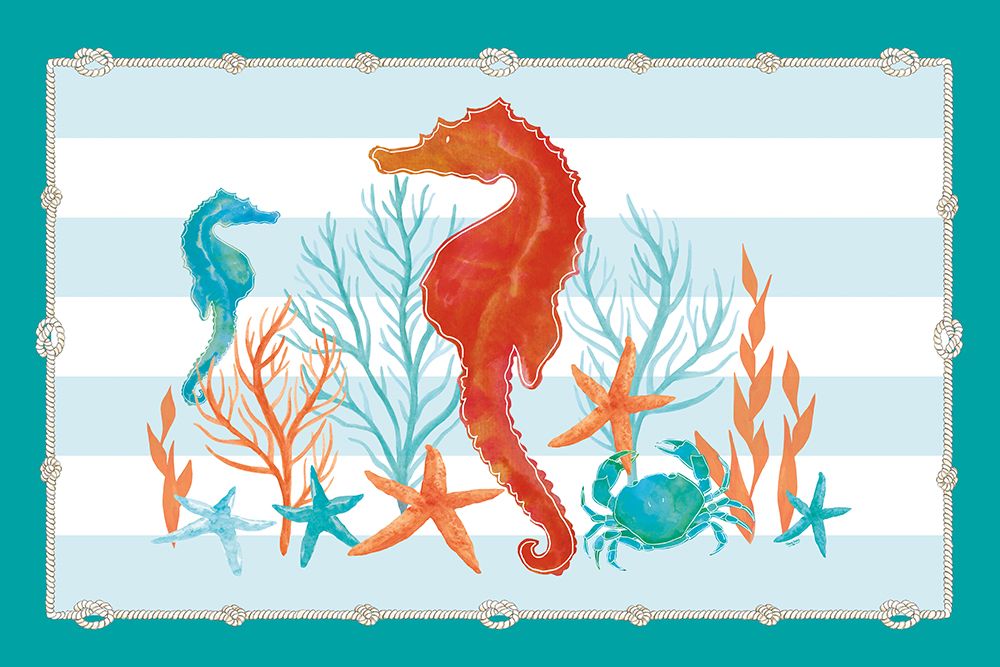 Coral Aqua I on Teal art print by Tara Reed for $57.95 CAD