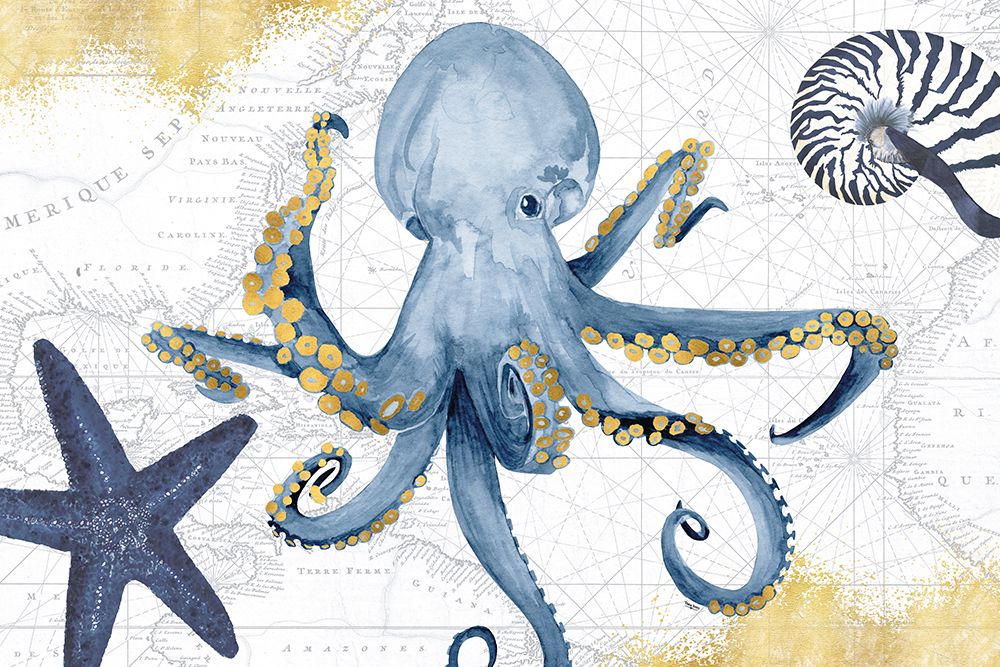 Deep Blue Sea I White Gold art print by Tara Reed for $57.95 CAD