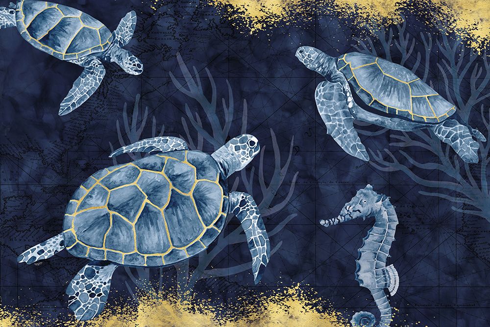 Deep  Blue Sea II on Blue Gold art print by Tara Reed for $57.95 CAD
