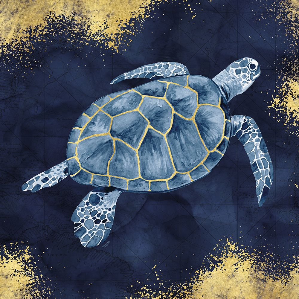Deep  Blue Sea VII Navy Gold art print by Tara Reed for $57.95 CAD