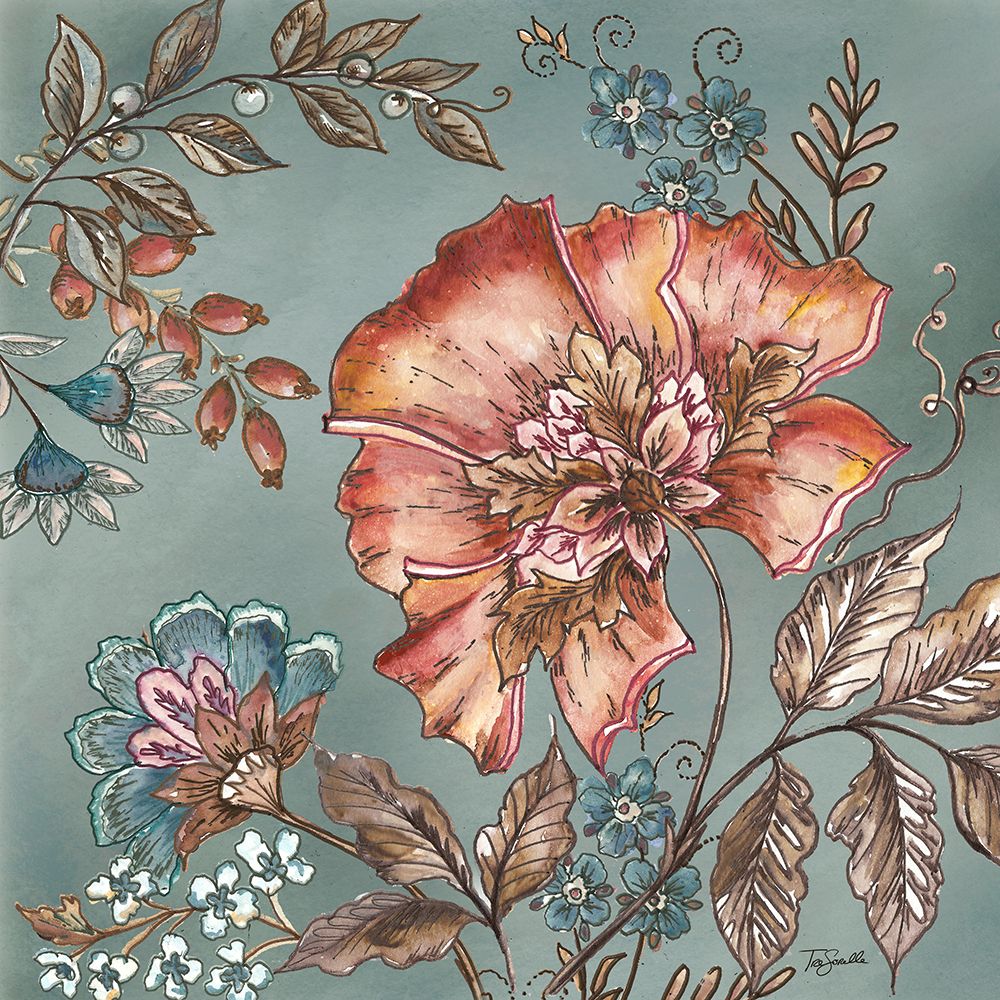 Garden  Vines I on Teal art print by Tre Sorelle Studios for $57.95 CAD