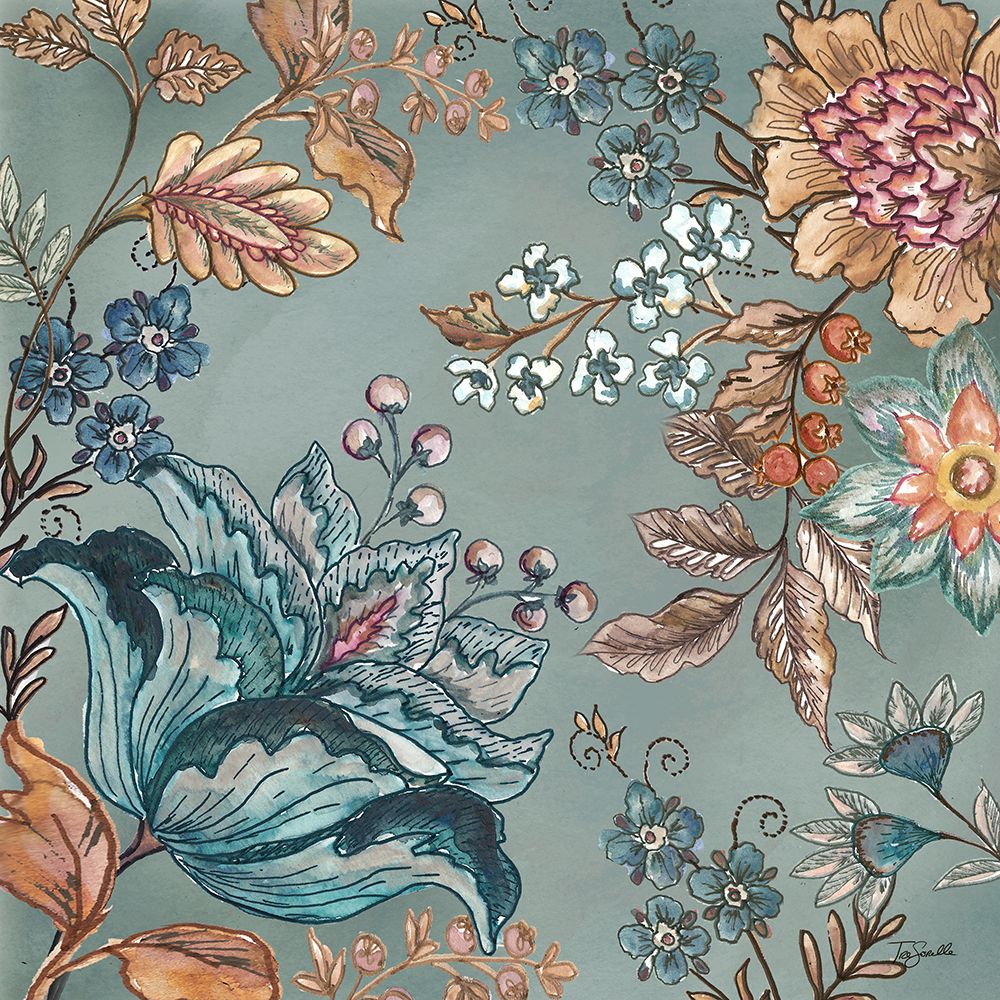 Garden  Vines II on Teal art print by Tre Sorelle Studios for $57.95 CAD