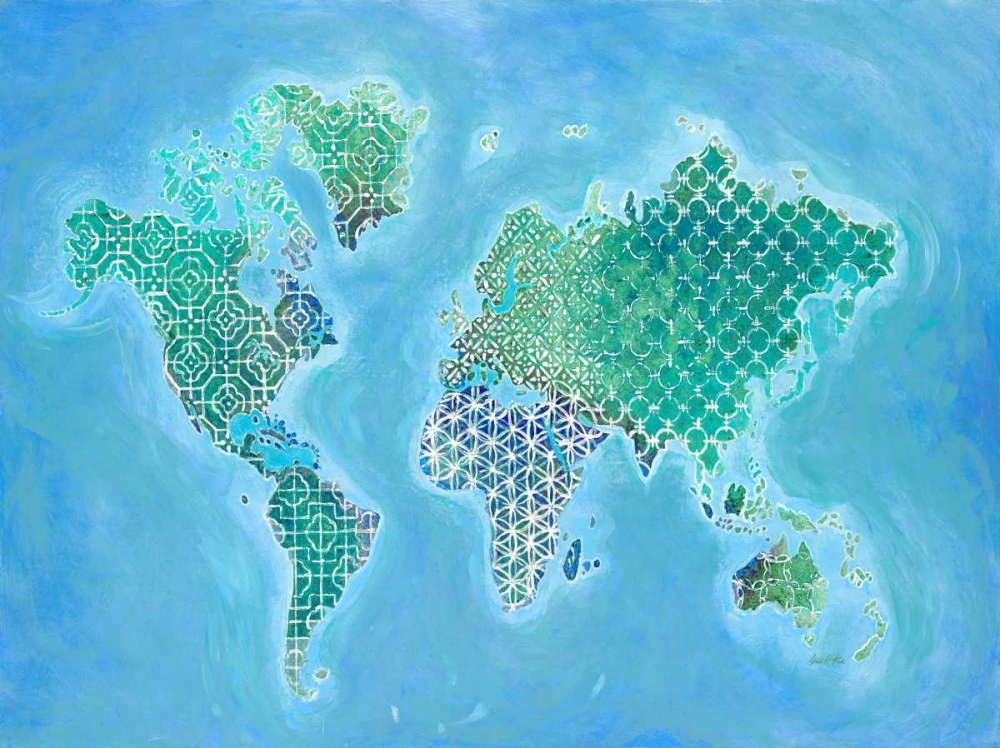 Global Patterned World Map art print by Arnie Fisk for $57.95 CAD