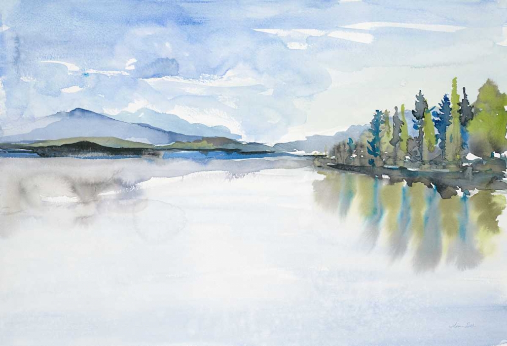 Lakefront Watercolor art print by Lora Gold for $57.95 CAD