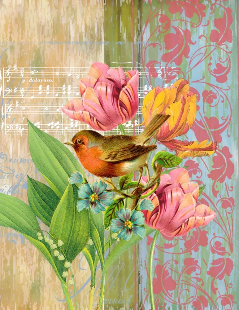 Robin and Tulips art print by Walter Robertson for $57.95 CAD