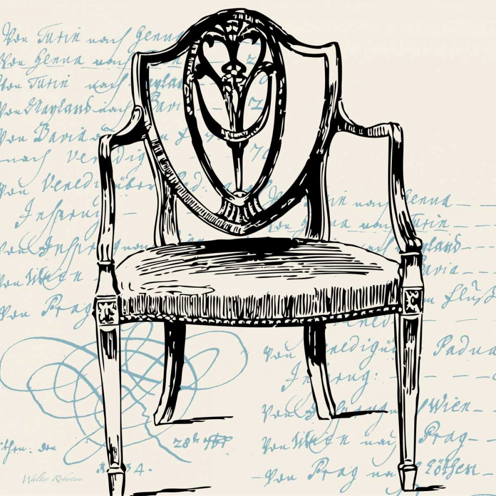 Script Arm Chair art print by Walter Robertson for $57.95 CAD