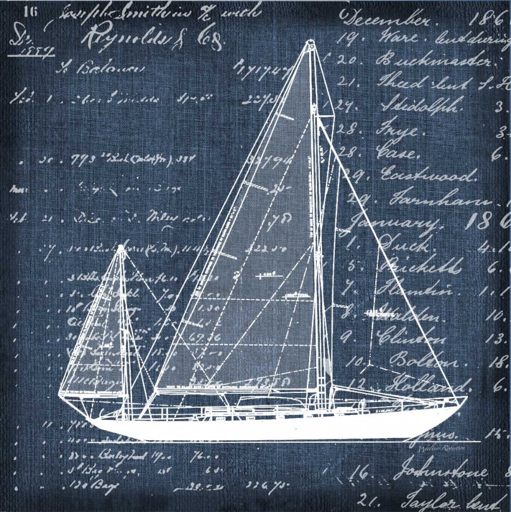Schooner Blueprint 1 art print by Walter Robertson for $57.95 CAD