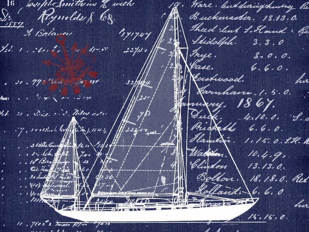 Schooner Blueprint Denim 1 art print by Walter Robertson for $57.95 CAD