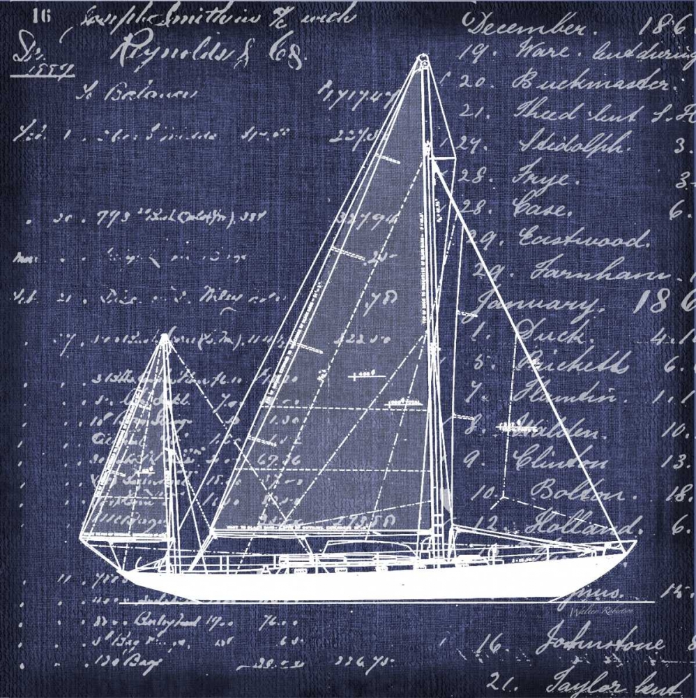 Schooner Blueprint 1 art print by Walter Robertson for $57.95 CAD