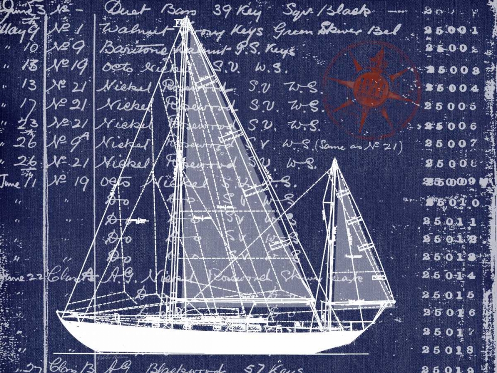 Schooner Blueprint Denim 2 art print by Walter Robertson for $57.95 CAD