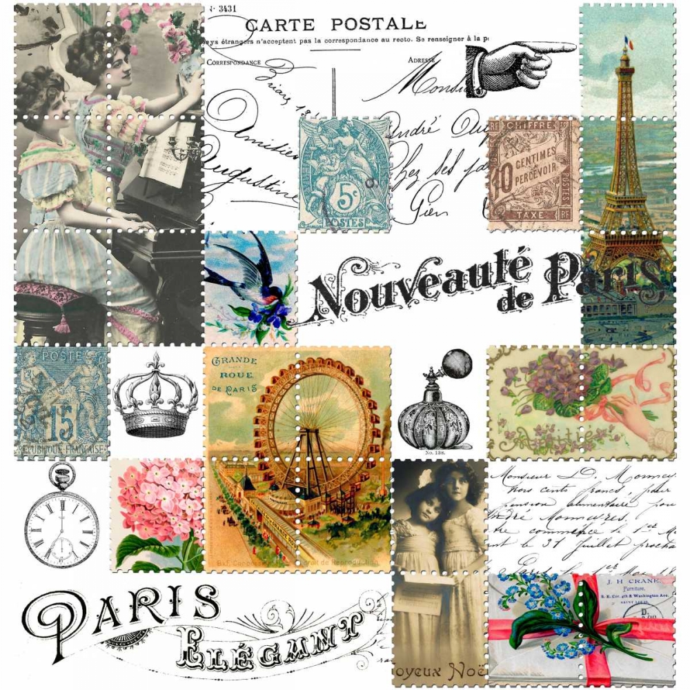 French Stamps White art print by Marion De Lauzun for $57.95 CAD