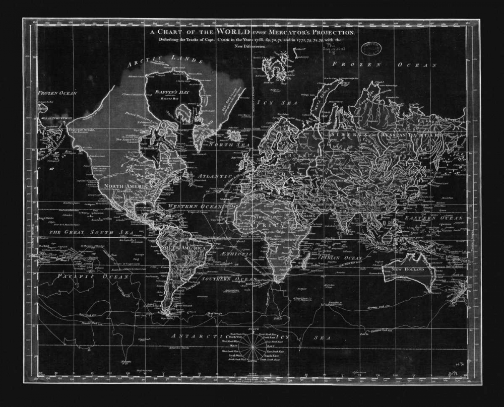 Vintage World Chart art print by Adam Shaw Cartography for $57.95 CAD