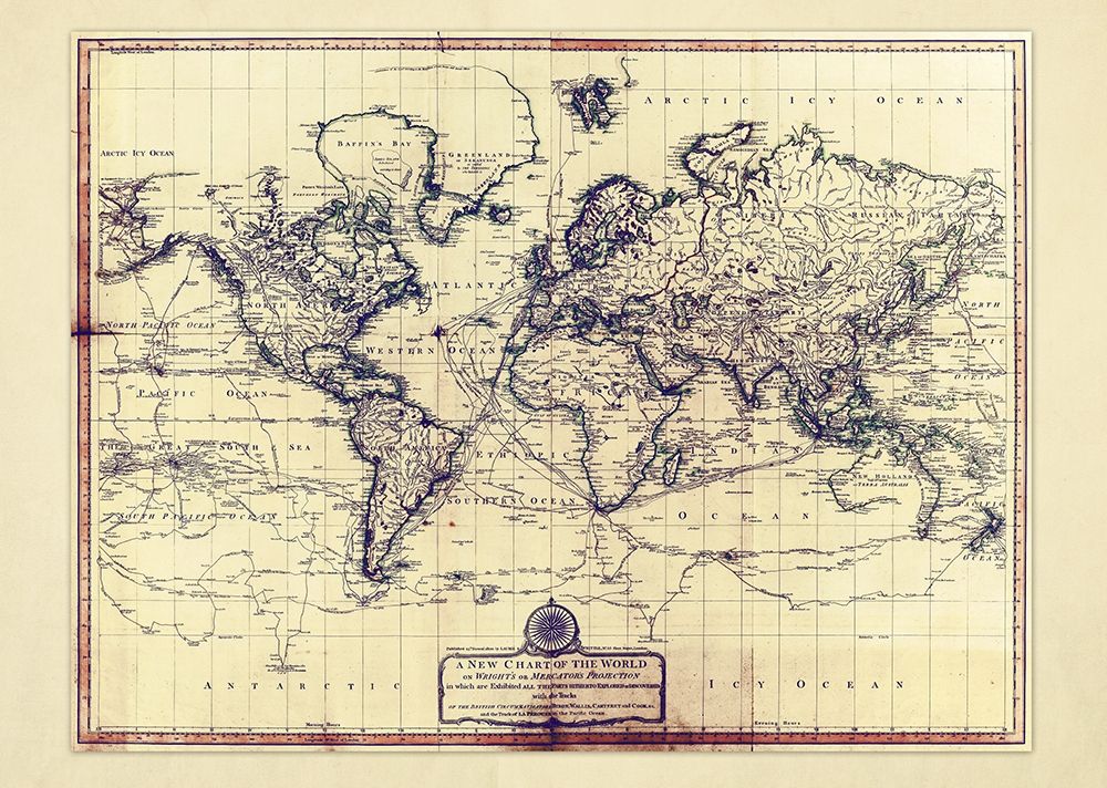 New Chart OF The World art print by Adam Shaw Cartography for $57.95 CAD