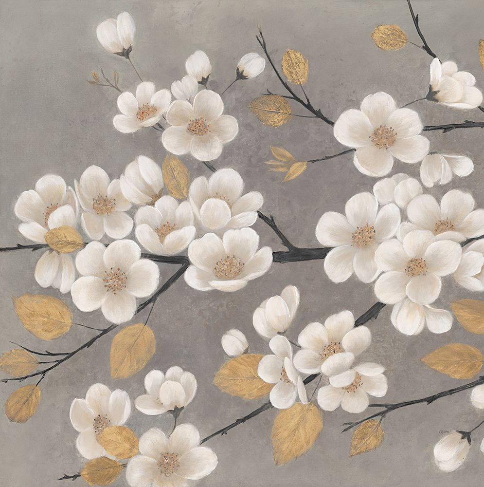 Gold Leaf Blossom Branch art print by Crystal Ng for $57.95 CAD