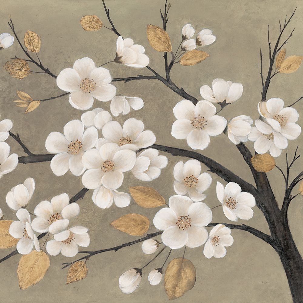 Gold Leaf Blossom Branch art print by Crystal Ng for $57.95 CAD