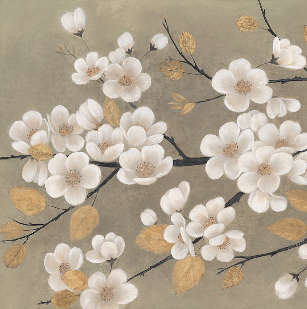 Gold Leaf Blossom Branch art print by Crystal Ng for $57.95 CAD