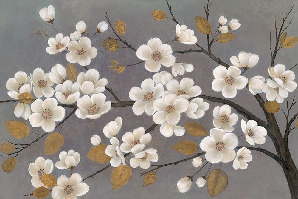 Gold Leaf Blossom Branch art print by Crystal Ng for $57.95 CAD
