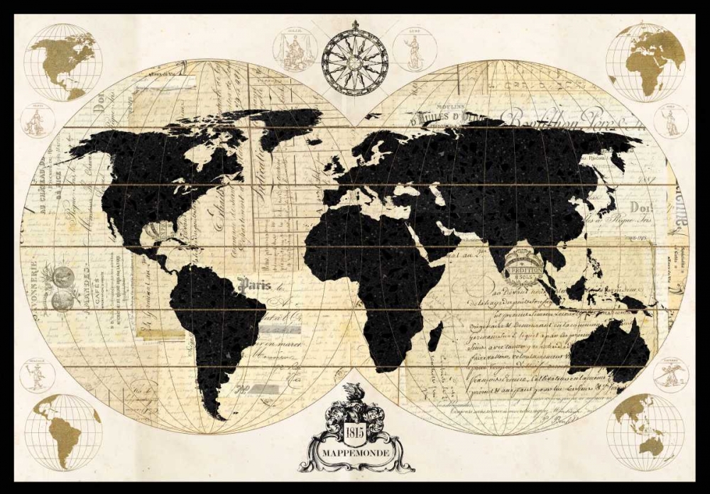 Vintage World Map art print by Devon Ross for $57.95 CAD