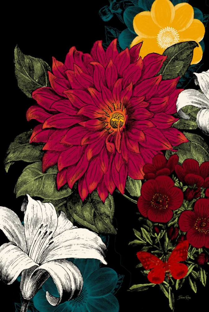 Vibrant Florals Black 1 art print by Devon Ross for $57.95 CAD