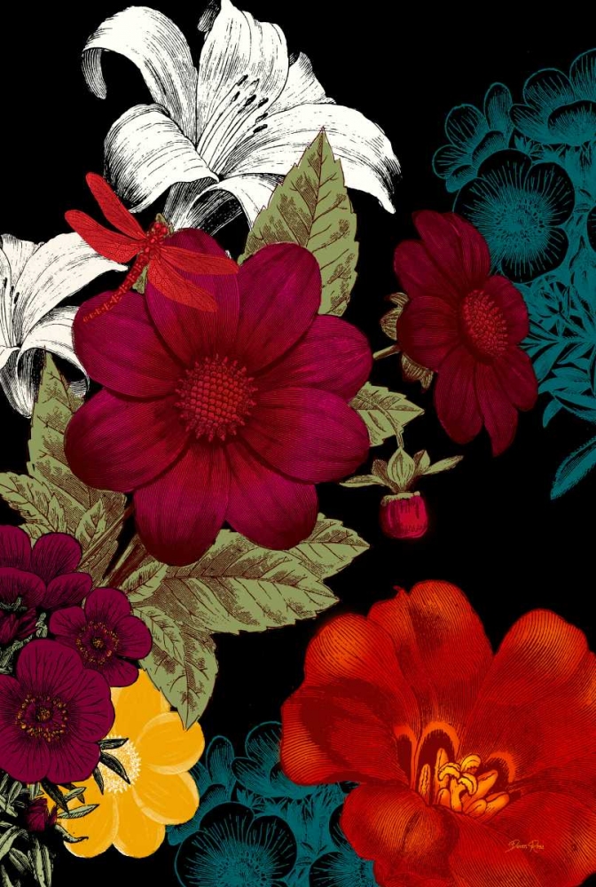 Vibrant Florals Black 2 art print by Devon Ross for $57.95 CAD