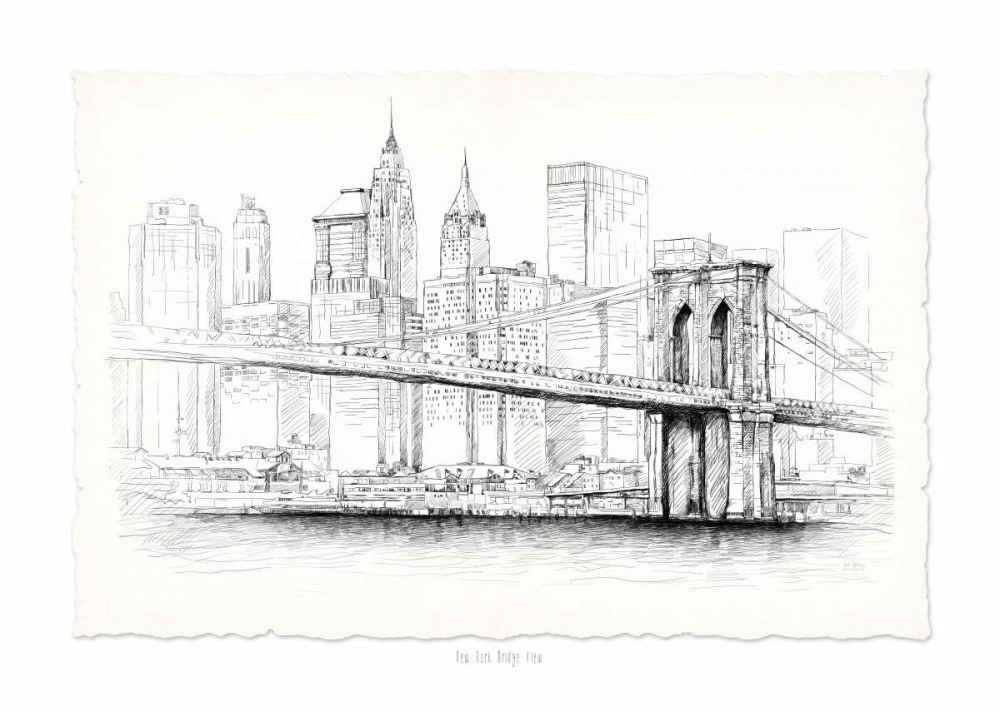 Brooklyn Bridge Pen and Ink art print by Art Atelier Alliance for $57.95 CAD