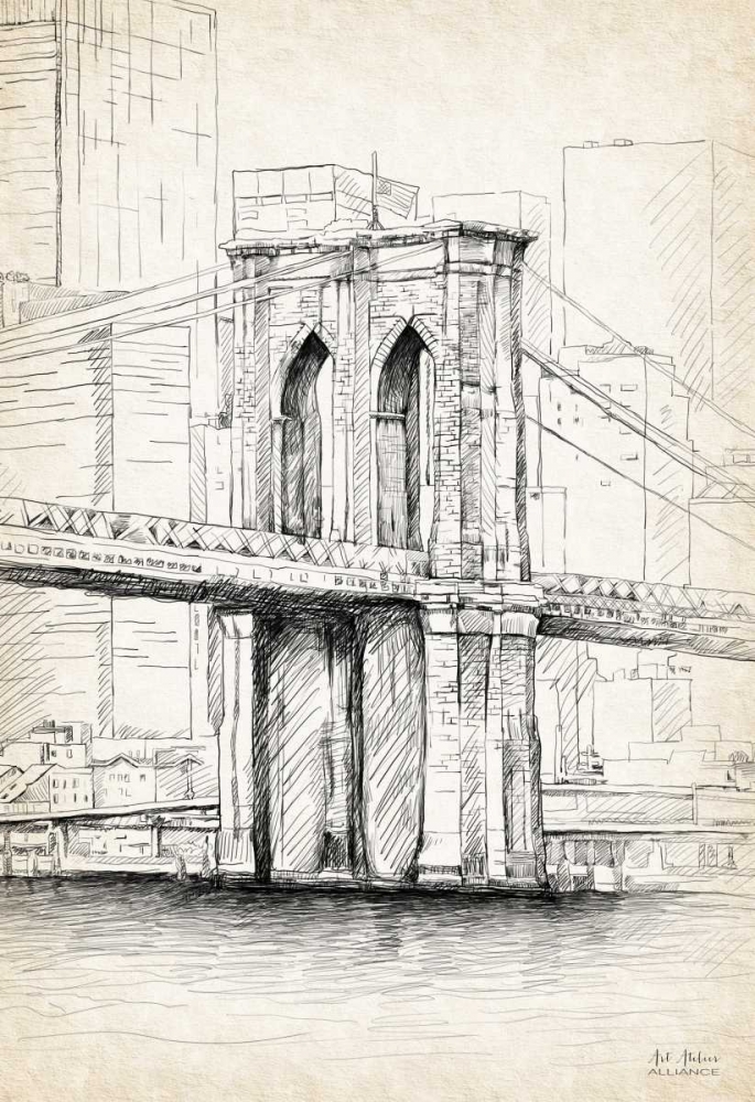 Brooklyn Bridge Sketch art print by Art Atelier Alliance for $57.95 CAD